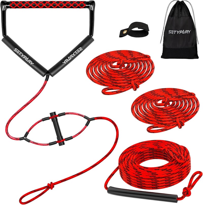 SETYPARY 75FT Wakeboard Rope and Handle, Floating Water Ski Rope for Watersports, 4 Sections Ski Ropes for Water Skiing, Kneeboarding, Wakeboarding - Image 1